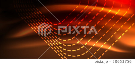 Neon glowing techno lines, hi-tech futuristic abstract background template with square shapes 50653756