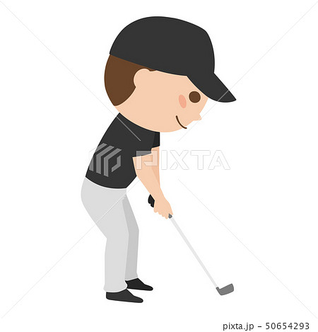 若い男性のイラスト スポーツのゴルフを楽しんでいる若い男性 のイラスト素材