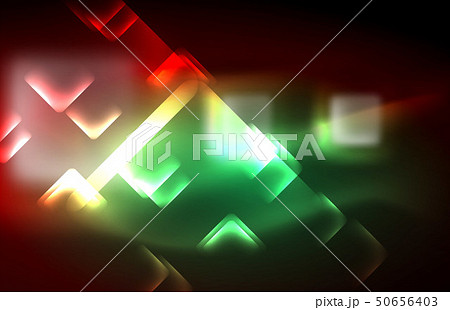 Neon glowing techno lines, hi-tech futuristic abstract background template with square shapes 50656403