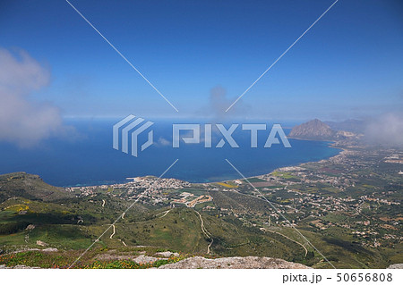 View of the Sicilian coast from mount Erice, Italy 50656808