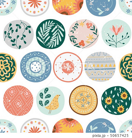 Kitchen Seamless Pattern Of Circles Or Ceramic のイラスト素材