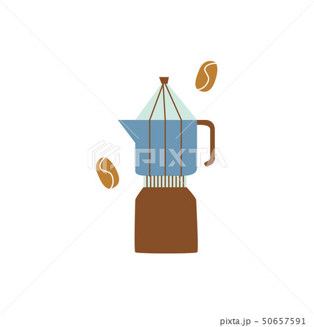 Percolator or geyser coffee maker in flat cartoon style 50657591