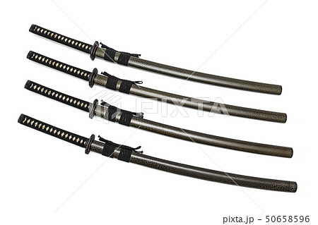 4 Japanese swords and green textured scabbard with 4 Japanese swords and green textured scabbard with 50658596
