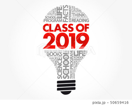 CLASS OF 2019 bulb word cloud collage 50659416