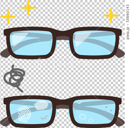 汚れた眼鏡ときれいな眼鏡のイラスト素材