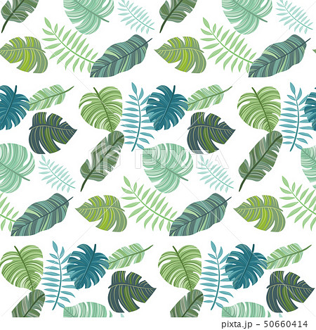 南国の植物のシームレスパターンのイラスト素材