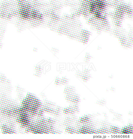 Bright CMYK grunge halftone dots, square pattern Bright CMYK grunge halftone dots, square pattern 50660868