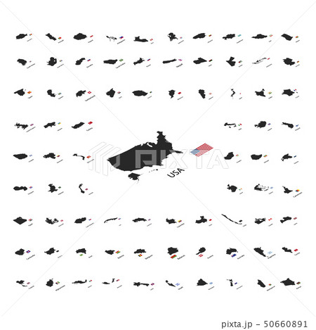 Large set of black silhouettes of world sovereign 50660891
