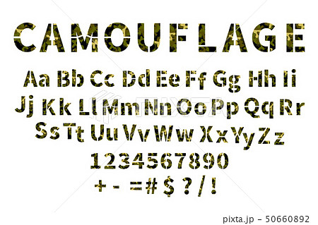 Military stencil font with camouflage pattern, 50660892