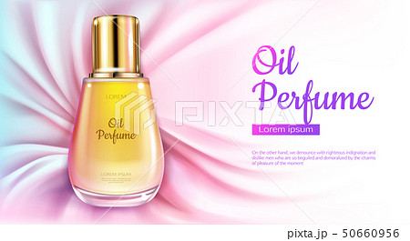 Oil perfume glass bottle cosmetics on silk fabric 50660956