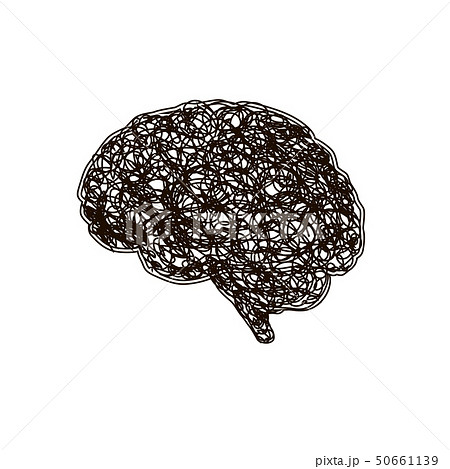 Human Brain With Round Messy Doodle Hatching のイラスト素材