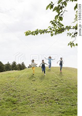 丘を駆け降りる子供達 50661389