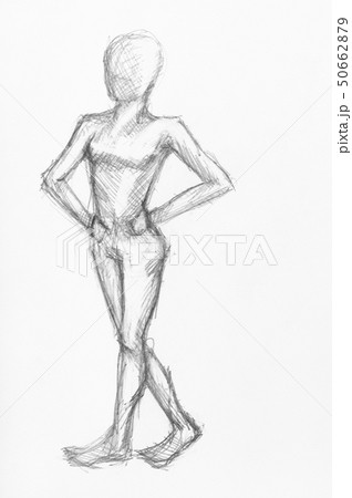 sketch of walking female figure by black pencil 50662879