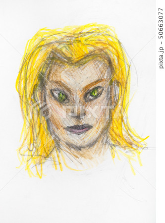 portrait of catwoman with yellow hair by pencils 50663077