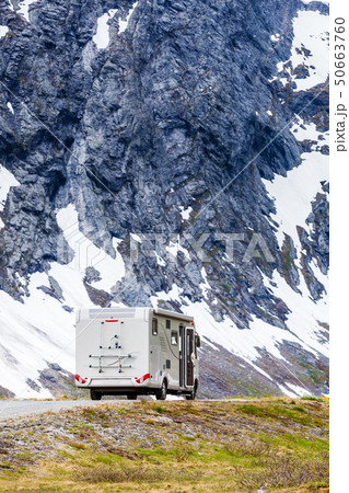 Camper car in norwegian mountains 50663760