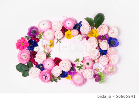 Flowers flat lay composition 50665841