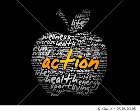 イラスト素材: ACTION apple word cloud collag