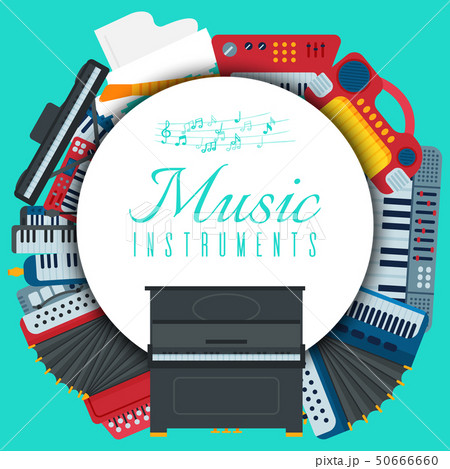 Music keyboard instrument playing synthesizer equipment vector illustration. Harmony performance 50666660