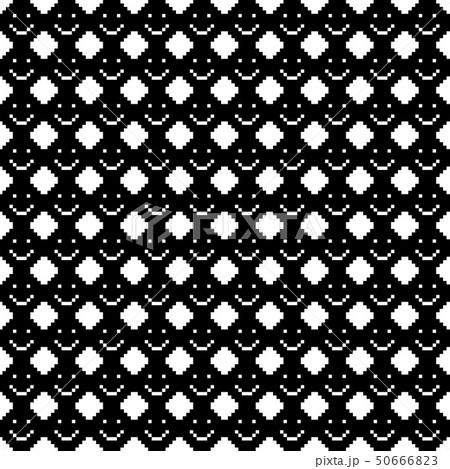 Seamless pattern with smile icons. Pixel art. 50666823