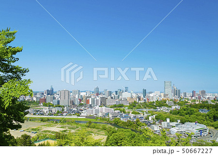 広瀬川 仙台市全景 新緑 広瀬川 仙台市全景 新緑 50667227