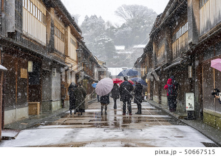 冬の金沢観光　雪のひがし茶屋街 50667515