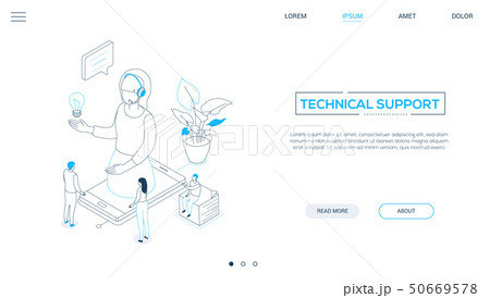 Technical support - line design style isometric web banner 50669578