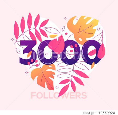 3000 followers banner - modern flat design style illustration 50669928