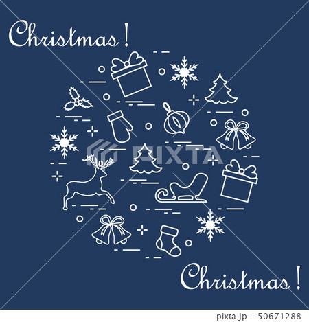 New Year and Christmas symbols arranged in a 50671288