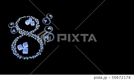 8 March symbol. Figure of eight made of water drops with ice cubes over black elegant background 50672178