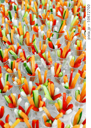 Celebration catering, small portions of colored vegetables Celebration catering, small portions of colored vegetables 50672700