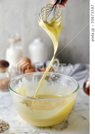 Making pancakes,cake,baking of baker hands pouring Making pancakes,cake,baking of baker hands pouring 50673597