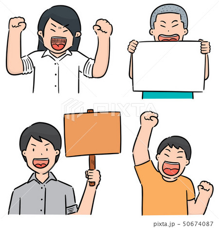 vector set of protester 50674087