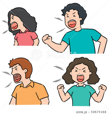 Vector Set Of Shouting People - 스톡일러스트 [50674168] - Pixta