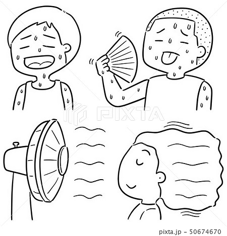 vector set of people in hot weather 50674670