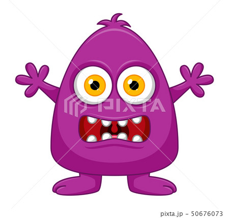 Cute little purple cartoon monster isolated 50676073