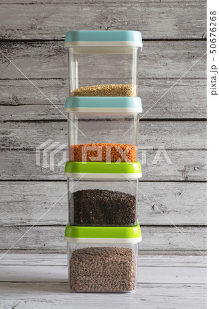 Plastic containers for storage of cereals. Plastic containers for storage of cereals. 50676268