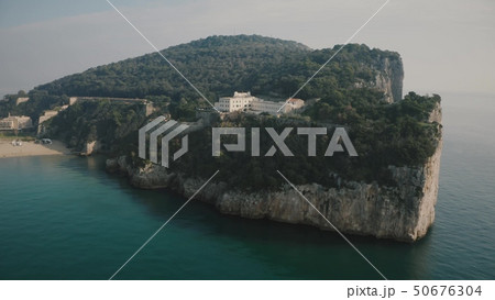 Aerial view of Sanctuary of Montagna Spaccata or Broken Mountain in Gaeta, Italy 50676304