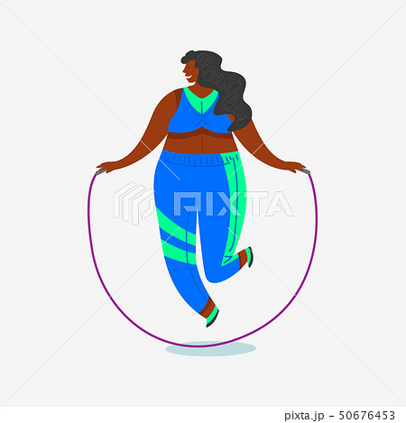 Jump Rope For Fitness Girl Plus Size Health のイラスト素材