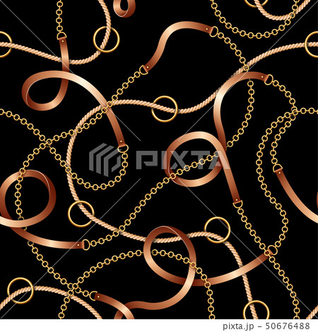Seamless pattern with belts, chains and rope 50676488