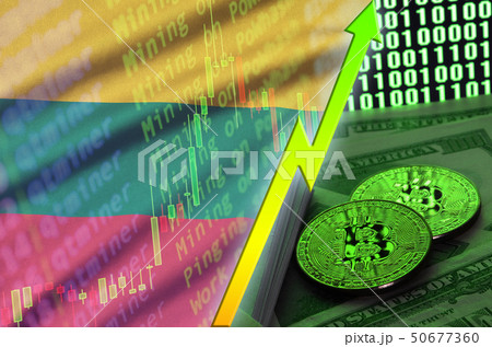 Lithuania flag and cryptocurrency growing trend Lithuania flag and cryptocurrency growing trend 50677360