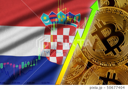 Croatia flag and cryptocurrency growing trend with 50677404