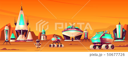 Future colony on mars cartoon concept 50677726