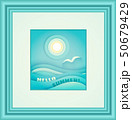 Papercut vector illustration of  blue sea waves 50679429
