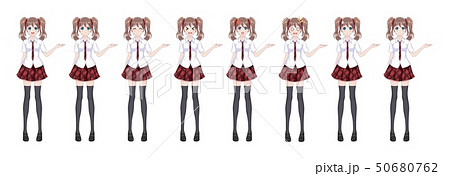 Anime manga schoolgirl plaid red skirt tie pattern 50680762