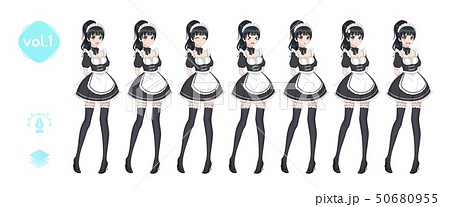 Anime Manga Girl Costume Of Maid Cafeのイラスト素材