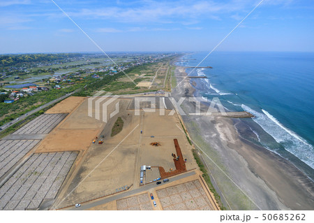 オリンピックサーフィン会場釣ヶ崎海岸付近を空撮 50685262