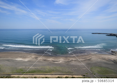 オリンピックサーフィン会場釣ヶ崎海岸付近を空撮 オリンピックサーフィン会場釣ヶ崎海岸付近を空撮 50685314
