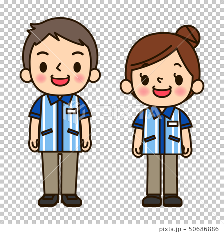 在便利店的統一男性和女性微笑 50686886