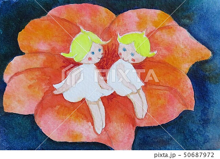 水彩画　花と妖精 50687972