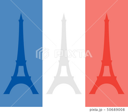 Eiffel tower on the colors of the French flag. Eiffel tower on the colors of the French flag. 50689008